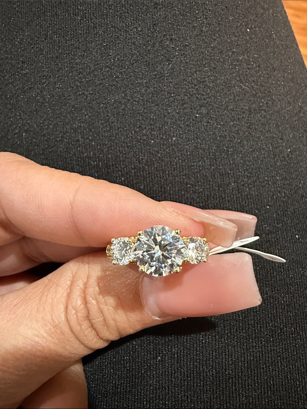 Classic Three-Stone Round Cut Diamond Ring - Gold